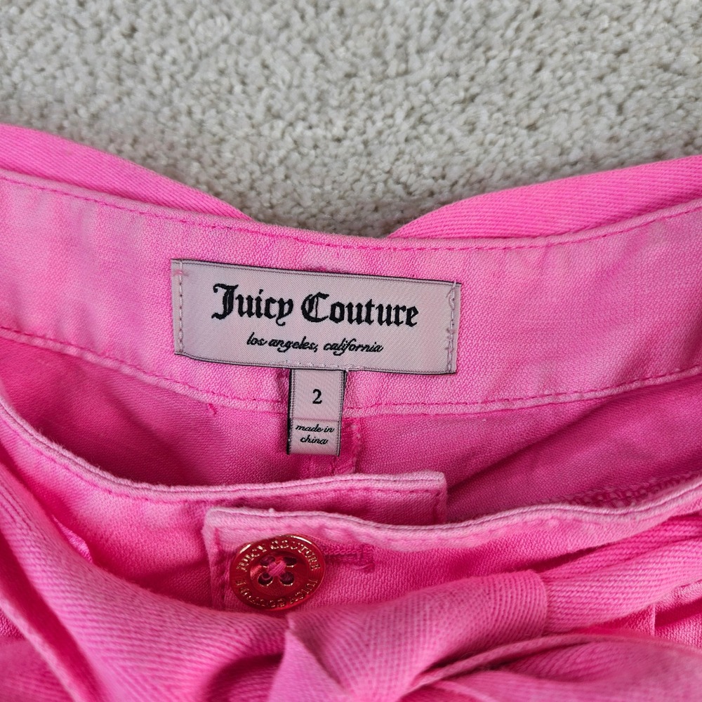 Women's‎ NWT's Y2K Juicy Couture Ultra Light Fuchsia Boyfriend Shorts Size 2 - Picture 2 of 7